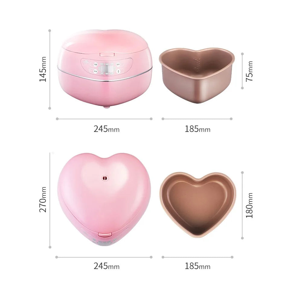 Kitchen Rice Steamer Multi Cooker Household Rice Cooker Peach Heart-Shaped Smart Mini Rice Cooking Machine