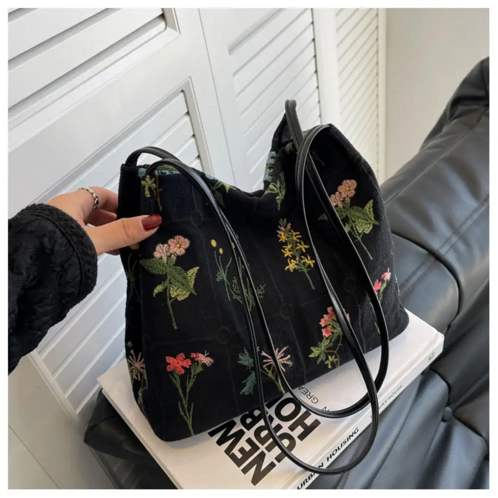 Women's Bags Embroidered Fashion Ladies Tote Bag Large Capacity Casual Female Handbag Designer Vintage Shoulder Bag Bucket Bag