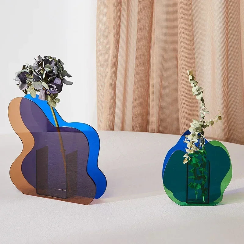 Acrylic Designer Nature Series Nordic Geometric Dried Flower Vase Flower Arrangement Hydroponic Flower Decoration Decoration