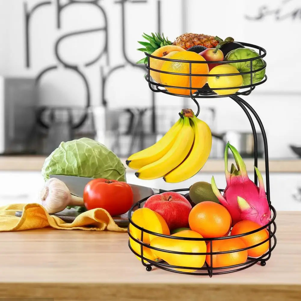Vegetable Storage Basket Capacity Double Layer Fruit Basket Multifunctional Storage Solution with Fast Draining for Kitchen