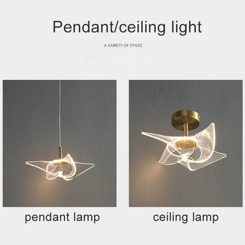 Nordic Style Art Windmill lamp LED Ceiling Lamp Bedroom Bedside Parlor Background wall Decoration Pandent Light Indoor Lighting