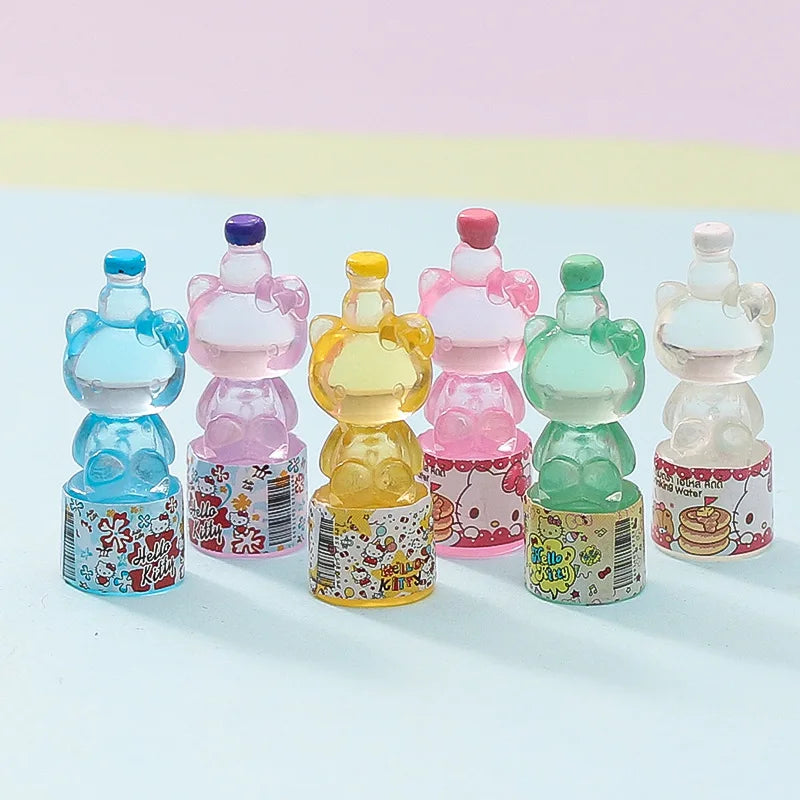 10pcs Anime Hello Kitty My Melody 3d Desktop Ornaments Decor Kawaii Kt Transform Bottle Creative Phone Case Hairpin Accessories
