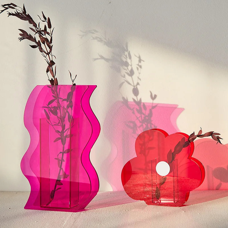 1pc Acrylic  Creative Art Designer Nature Series Geometric Flower Arrangement Hydroponic Flowers Decoration Decor