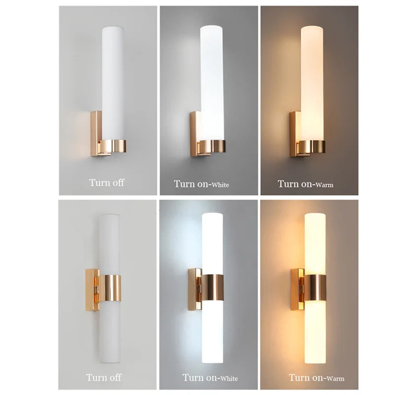 Modern LED Wall Lamp Stylish Gold Pipe Acrylic Lampshade For Living Room Corridor Bedroom Sconces Light Fixture 21/42/47/72 CM