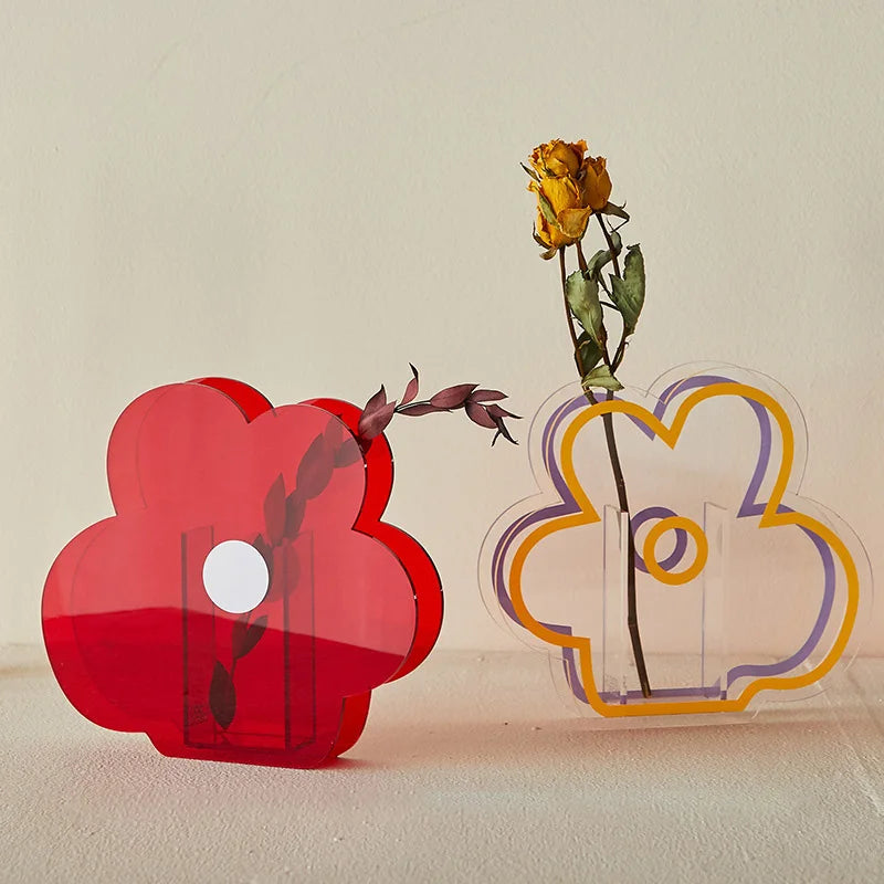 1pc Acrylic  Creative Art Designer Nature Series Geometric Flower Arrangement Hydroponic Flowers Decoration Decor