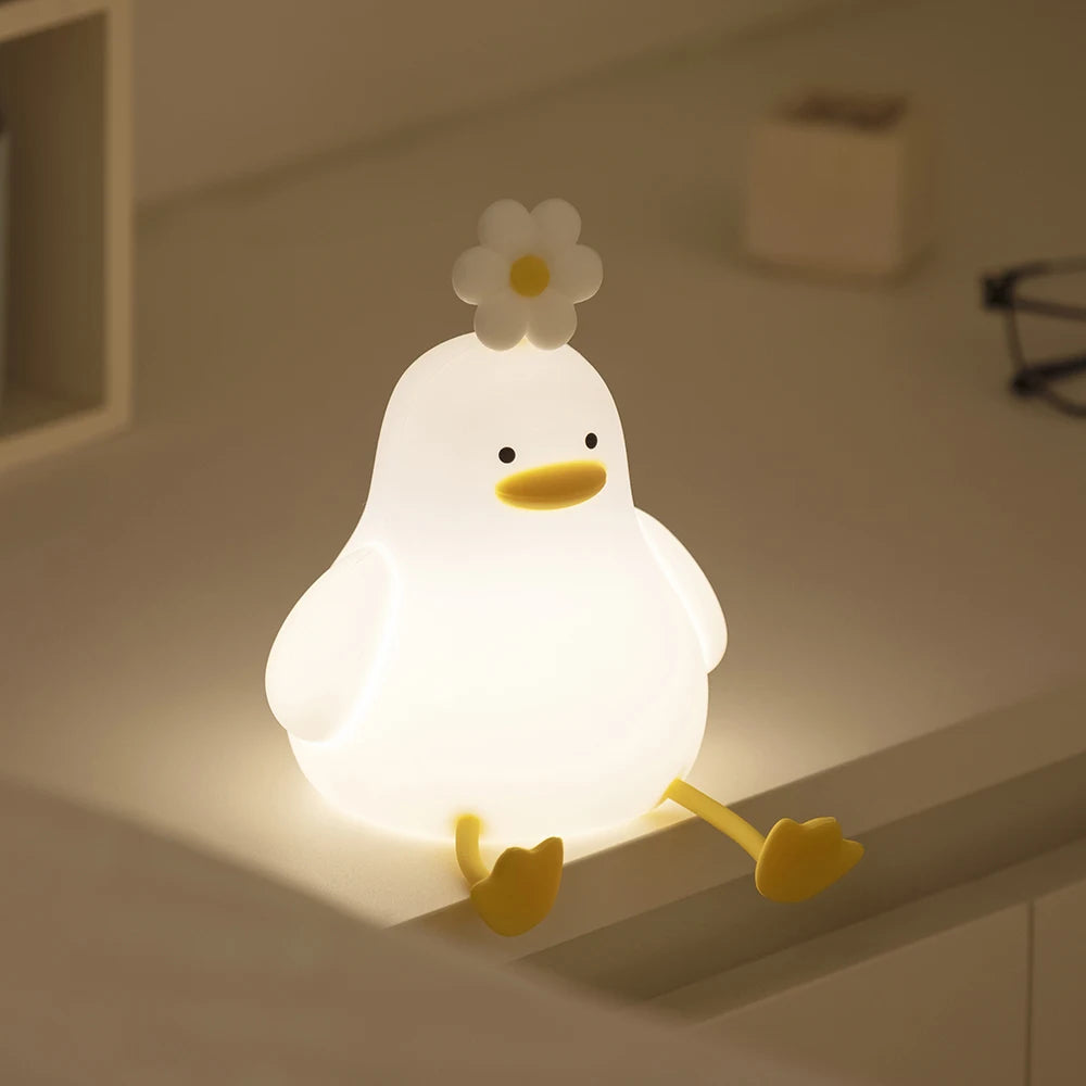 Cute Duck Led Night Light USB Rechargeable Nightlights Silicone Lamp Touch Switch Children Kid Bedroom Decoration Birthday Gift