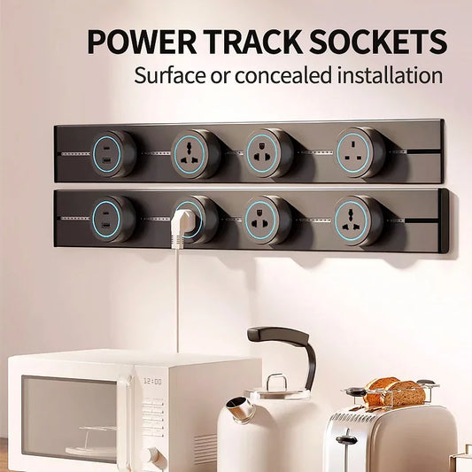 Wall Power Track Socket EU UK Standard Universal Home Kitchen Bathroom Office Sockets Pop Replaceable High-end Quality