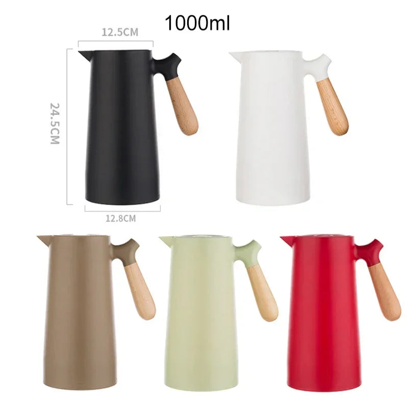 1L Large Capacity Kettle Household Coffee Pot Glass Liner Hot Water Jug Bottle Vacuum Flask  Thermos Nordic Thermal Insulation