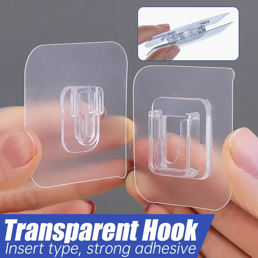 Double Sided Adhesive Wall Hooks Transparent Strong Wall Storage Hook Invisible Traceless Snap Hook Kitchen Storage Holder