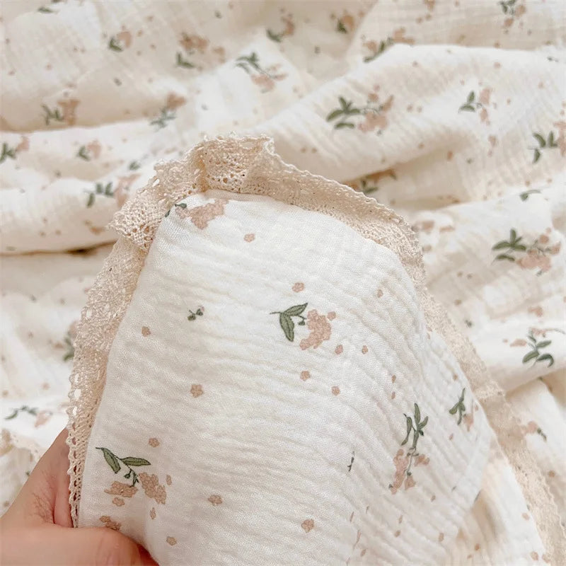 Cotton Mulsin Quilt Blanket  Cotton Reversible Crib Quilted Blanket 120x150cm